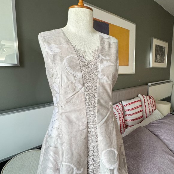 - Eli Tahari Lola Sleeveless Floral Lace-Trim Dress Party  High End US2 - 1D1794 - Picture 3 of 11